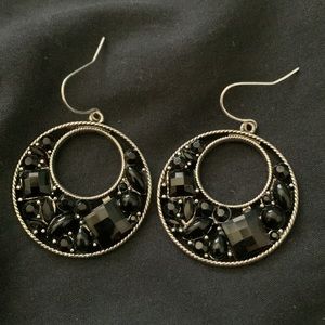 Sliver & black dangle earrings